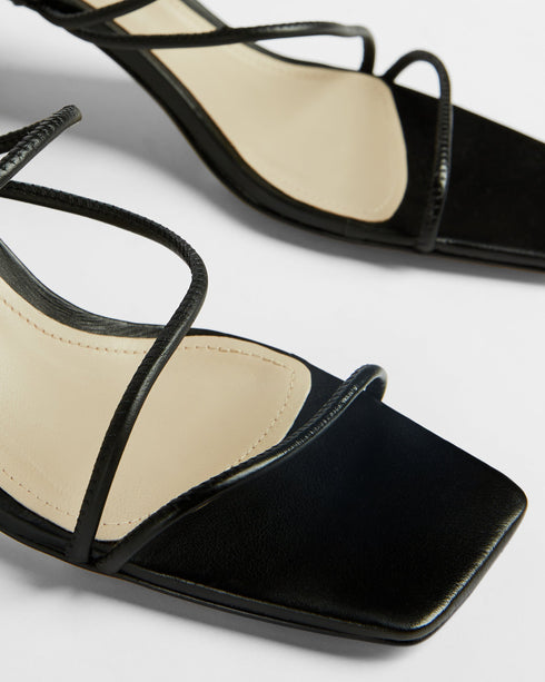 <P>Square Toe Spaghetti Strap Mid Heeled Sandal</P>