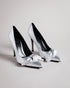 SILVEYY-Shoes-Get ready to bow down to your shoe collection with your latest addition, SILVEYY. The silver lining to any outfit, the classic court shoe can be worn to a wide range of events, while the bold metallic and elegant bow design allows these to take centre-stage of any outfit. 10cm heel Bow design Court shoe style Ted Baker-branded- Ted Baker Romania