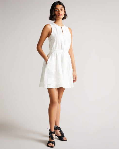 <P>Flippy Mini Dress With Neck Tie</P>