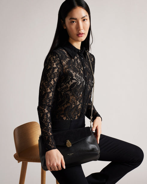 <P>Suede Padlock Shoulder Bag</P>