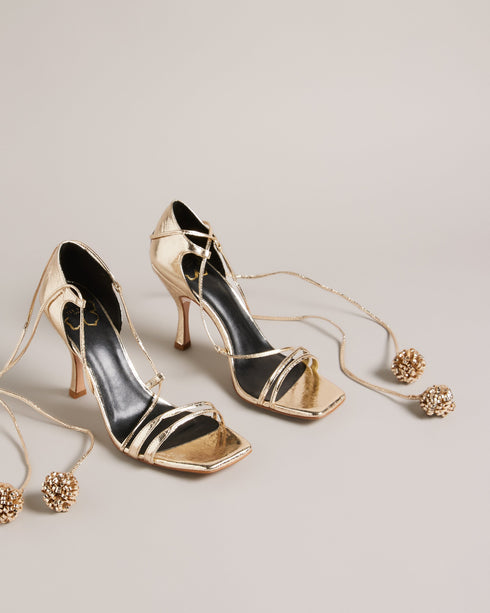 <P>100Mm Pom Pom Detail Barely There Sandal</P>