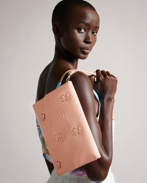 <P>Applique Floral Pouch</P>