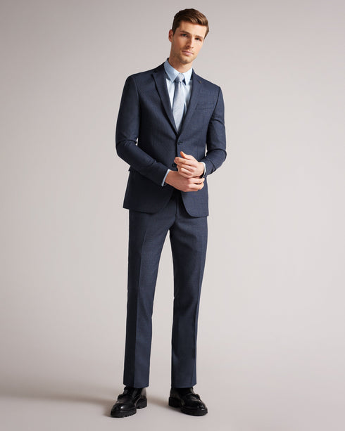 CLEETS-Suits-Classic suit trousers in a flattering slim fit, CLEETS adds an air of luxury to your look for formal occasions, from client meetings to wedding receptions. The subtle scratch texture adds extra depth to this piece, whether you pair it with the matching jacket or opt for something more casual on top. Suit trousers Slim fit Scratch pattern Zip and hook fastening Belt loops Wool blend Our model is 6'3" / 1.90m and wears a 32 R- Ted Baker Romania