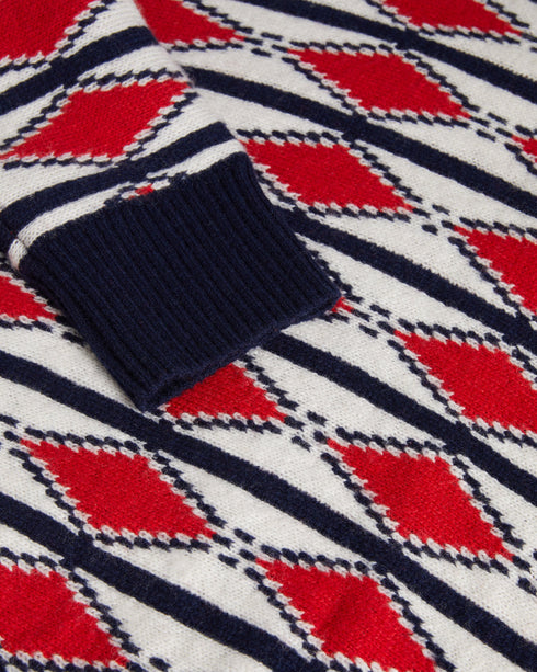 GLENFER-Knitwear-LS Jacquard Argyle Crew Neck- Ted Baker Romania