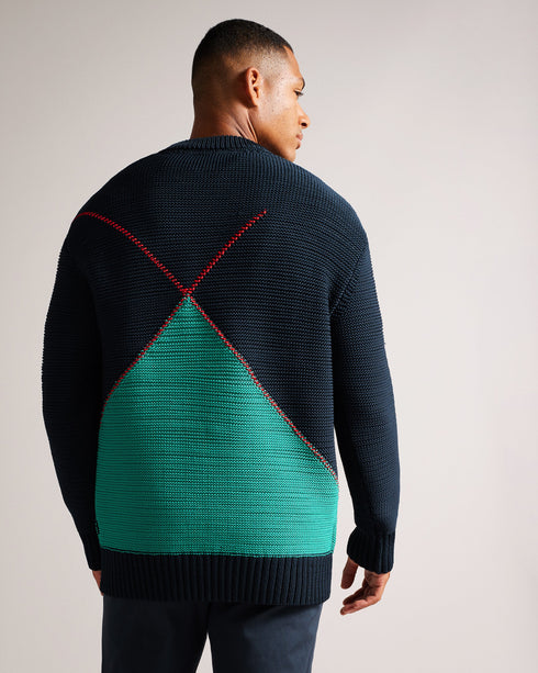 WALDO-Knitwear-Oversized jumper? Check. Timeless pattern? Check. Long-sleeved, comfy fit? Absolutely. WALDO is the ideal jumper for snuggling up and keeping warm on evening walks.The fabric of this product is made of 100% recycled polyester. Using recycled polyester helps divert plastic waste from ending in landfills. Oversized jumper Crew neck Large argyle design Long sleeved Ribbed trims Joseph is 6'1" / 1.85m and wears Navy in a Ted size 3- Ted Baker Romania