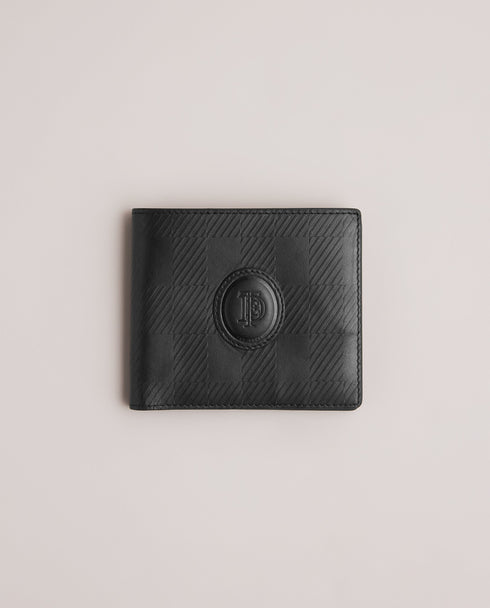<P>House Check Leather Embossed Bifold Wallet</P>