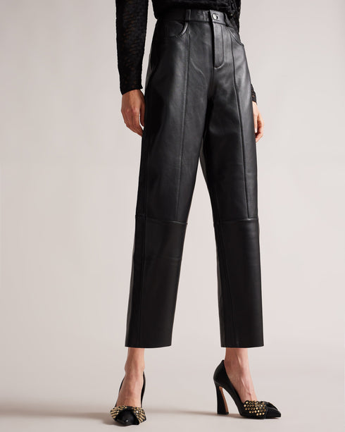 AUBINN-Trousers-Trend-setting and just fabulous, AUBINN are the ultimate style statement. With a high waist and enhanced seams, this modern wardrobe staple is ideal for any occasion and can be dressed up or down to suit your needs. Leather trousers have never looked better.By purchasing this product, you are supporting responsible leather manufacturing through the Leather Working Group. Ted Baker womenswear collection Leather trousers Barrel leg High rise Zip and button fastening Belt loops Five pockets Roo