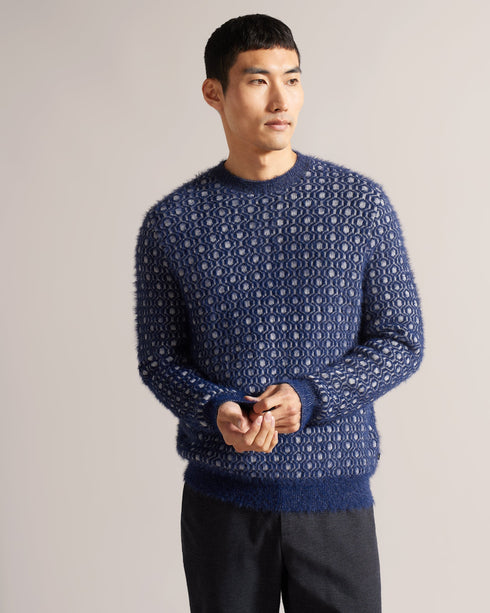 HALLION-Knitwear-LS Geo Crew Neck- Ted Baker Romania