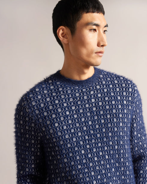 HALLION-Knitwear-LS Geo Crew Neck- Ted Baker Romania