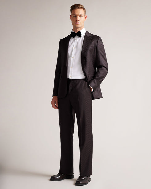 YTHAN-Trousers-It's all in the details: Suit trousers Wool blend Diamond check pattern Cotton lining Button fastening Side adjusters Pockets Tobias is 6'1" / 1.86m and wears Black in 32 R- Ted Baker Romania