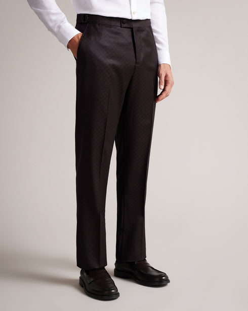 YTHAN-Trousers-It's all in the details: Suit trousers Wool blend Diamond check pattern Cotton lining Button fastening Side adjusters Pockets Tobias is 6'1" / 1.86m and wears Black in 32 R- Ted Baker Romania