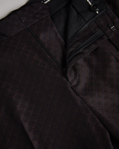 YTHAN-Trousers-It's all in the details: Suit trousers Wool blend Diamond check pattern Cotton lining Button fastening Side adjusters Pockets Tobias is 6'1" / 1.86m and wears Black in 32 R- Ted Baker Romania