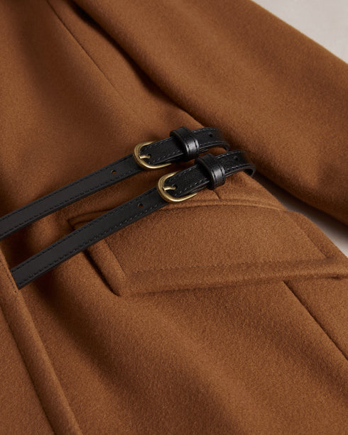 FREJIA-Outerwear-Crombie Coat with Detachable Strap Detail- Ted Baker Romania