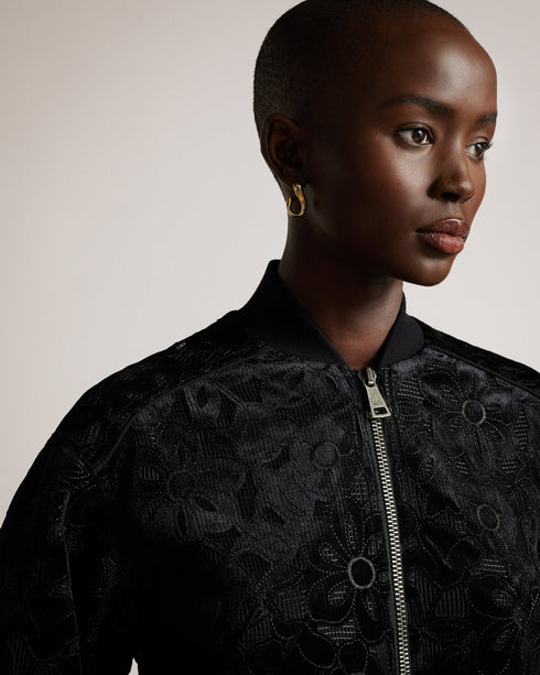 ZARIYA-Jackets-Velvet Burnout Floral Cropped Bomber- Ted Baker Romania