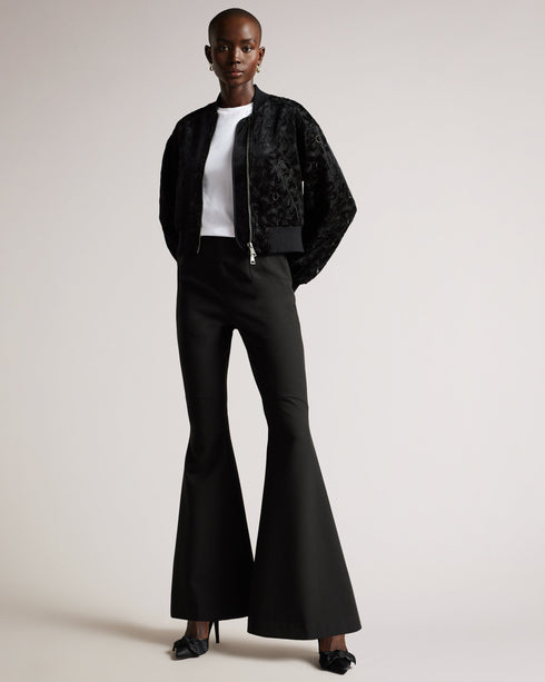 ZARIYA-Jackets-Velvet Burnout Floral Cropped Bomber- Ted Baker Romania
