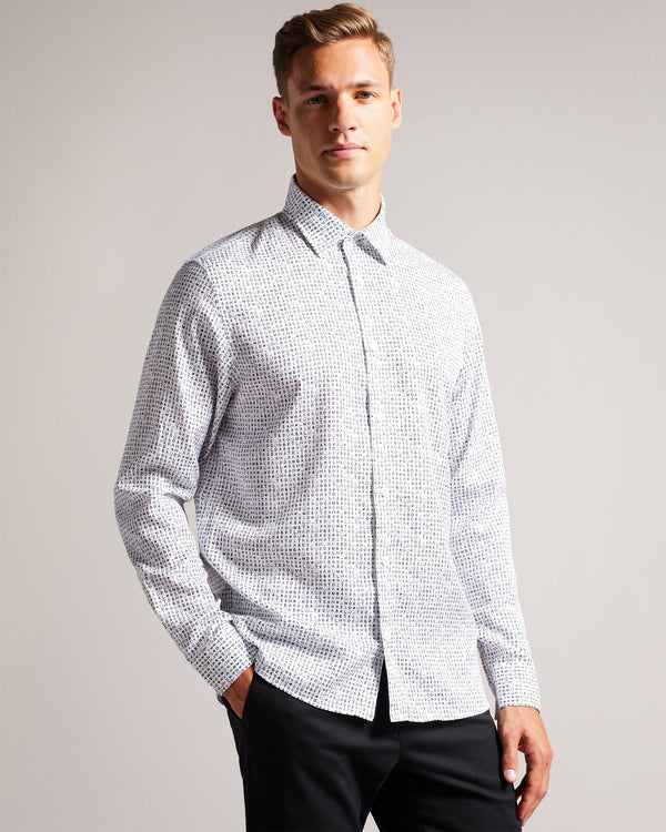 DIGBY-Shirts-LS Ted Text Print Shirt- Ted Baker Romania