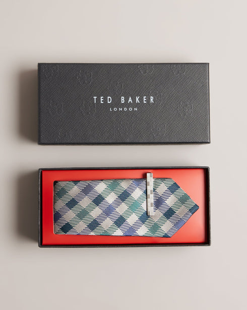 <P>House Check Tie And Tie Bar Set</P>