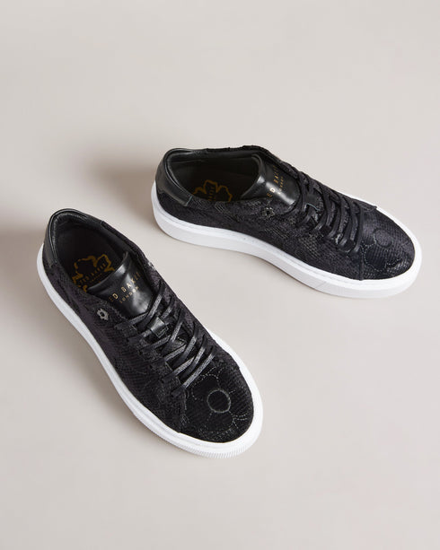 <P>Floral Platform Velvet Sneaker</P>