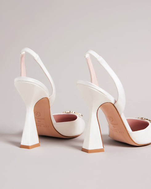 BETZAYY-Shoes-Add a little sparkle to your wardrobe with the BETZAYY courts. With their crystal embellished magnolias and slinky slingback design, they're ideal for date night or any special occasion. Court shoes Geometric heel Crystal embellished magnolia Slingback Pointed toe Slip on Heel height: 10cm Comes in Ted Baker branded packaging- Ted Baker Romania