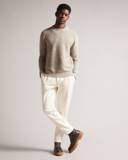 LENTIC-Knitwear-LENTIC is a wardrobe staple that you'll be grabbing time and time again. The textured knit, crew neck and long sleeved design are simple yet stylish. Wear it with some straight leg jeans and classic trainers for an effortlessly cool look.The fabric of this product is made with 33% recycled polyester. Using recycled polyester helps divert plastic waste from ending in landfills. Jumper Textured knit Crew neck Long sleeved Regular fit George is 6'2" / 1.88m and wears Maroon in a Ted size 3- Ted