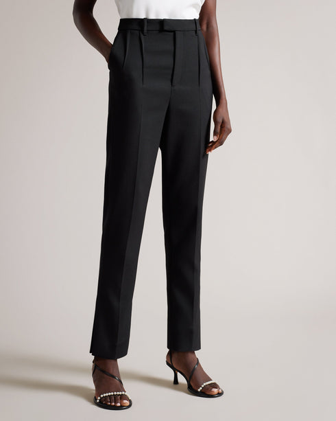 FRITTAT-Trousers-The perfect partner for the office, FRITTAT are tailored with darts and belt loops, plus an elegant high rise and a split hem that will keep you looking stylish whatever the occasion. Cigarette trousers Tailored with darts Belt loops High rise Concealed fastening Split hem- Ted Baker Romania