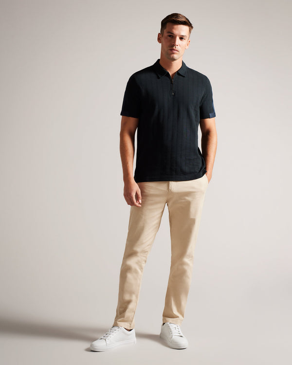 ABLOOM-Tops-The classic polo gets a fresh update with ABLOOM's textured knit, for an elevated casual look you can wear all weekend long. A classic collar, short sleeves and modern zip placket are sure to impress at the office party.The fabric of this product contains 80% organic cotton. Organic cotton has a proven lower environmental impact than conventional cotton, as it reduces water usage, greenhouse gas emissions, and eliminates the use of harmful chemicals in the farming process. Polo shirt Textured kn