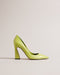 TEYMA-Shoes-Put your best put forward in TEYMA. Featuring a modern chunky heel and flattering pointed toe, these heels stand out in a crowd. Simple, yet unexpected.By purchasing this product, you are supporting responsible leather manufacturing through the Leather Working Group. Court shoes Geometric heel Closed pointed toe Leather Slip on Heel height: 10.5cm- Ted Baker Romania