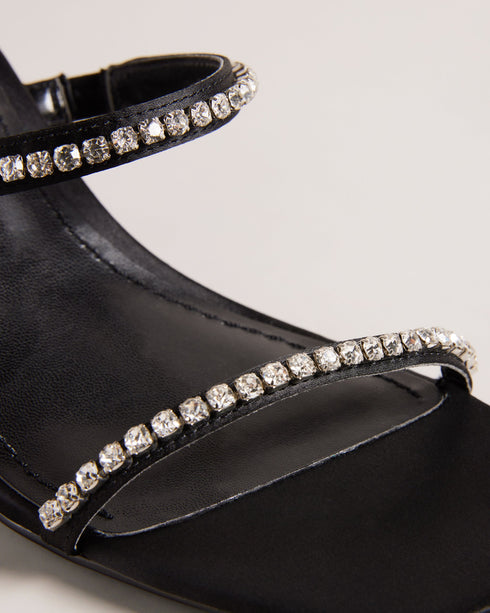 RINITA-Sandals-Slip on the RINITA heels and get ready to shine. Sumptuous satin and dazzling diamantes come together for the ultimate finishing touch to these timeless kitten heels. Mule sandals Satin Slip on Open square toe Diamante embellished straps Geometric heel with metallic detail Heel height: 7cm- Ted Baker Romania