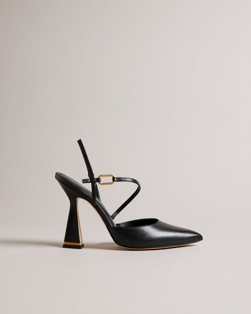 CORIANA-Shoes-Step out in style with the CORIANA court heels. Their sleek geometric heel adds a touch of modern elegance, while the smooth leather and pointed toe give a nod to timeless sophistication. A delicate slingback heel design will keep your feet comfortable, whether you're in the office or dancing the night away. Whether paired with a power suit or a flowy summer dress, these heels are the perfect choice for any occasion.By purchasing this product, you are supporting responsible leather manufacturi