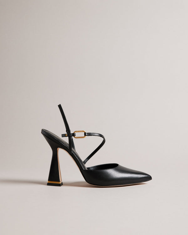 CORIANA-Shoes-Step out in style with the CORIANA court heels. Their sleek geometric heel adds a touch of modern elegance, while the smooth leather and pointed toe give a nod to timeless sophistication. A delicate slingback heel design will keep your feet comfortable, whether you're in the office or dancing the night away. Whether paired with a power suit or a flowy summer dress, these heels are the perfect choice for any occasion.By purchasing this product, you are supporting responsible leather manufacturi
