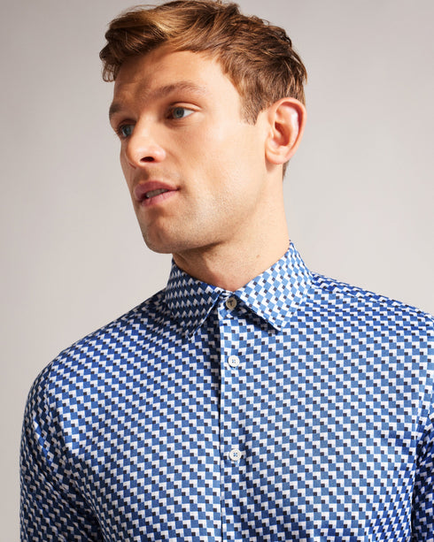 BARDER-Shirts-BARDER is a wardrobe staple. Crafted from stretch cotton and featuring a geometric print, it's ideal for layering with smart-casual separates or worn on it's own to bring a fun pop of colour into your weekend look.By choosing Ted Baker cotton products, you're supporting our investment in the Better Cotton Initiative's mission. This product is sourced via a system of mass balance and therefore may not contain Better Cotton. Shirt Stretch cotton Geometric print Long sleeved Classic collar Button