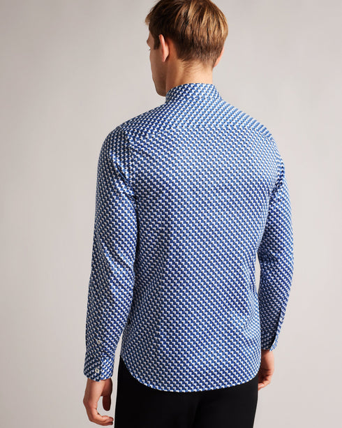BARDER-Shirts-BARDER is a wardrobe staple. Crafted from stretch cotton and featuring a geometric print, it's ideal for layering with smart-casual separates or worn on it's own to bring a fun pop of colour into your weekend look.By choosing Ted Baker cotton products, you're supporting our investment in the Better Cotton Initiative's mission. This product is sourced via a system of mass balance and therefore may not contain Better Cotton. Shirt Stretch cotton Geometric print Long sleeved Classic collar Button