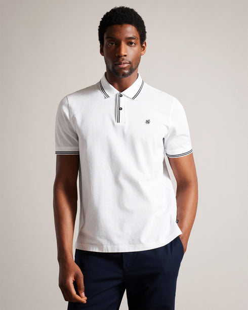 DYNAM-Tops-It's all in the details: Polo shirt 100% cotton Short sleeved Classic collar Regular fit Diamond texture Embroidered monogram Ty is 6'1" / 1.86m and wears Navy in a Ted size 3- Ted Baker Romania
