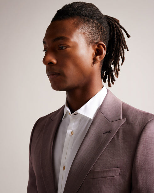 BYRONJ-Jackets-A refined take on the classic suit, our BYRONJ blazer features single-breasted buttons and a peaked lapel. This style is perfect for layering over a crisp shirt and adding some panache to your weekday wardrobe. Blazer Virgin wool Peaked lapel Single breasted buttons Long sleeved Pockets Ty is 6'1" / 1.86m and wears Medium Pink in a Ted size 3- Ted Baker Romania