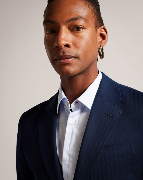 SHAKERJ-Jackets-SHAKERJ is a striking example of simplicity and elegance. It has a beautiful jacquard stripe design, notched lapel and chest pocket. Made from cotton and linen blend, this jacket will give you a polished look without any fuss.By choosing Ted Baker cotton products, you're supporting our investment in the Better Cotton Initiative's mission. This product is sourced via a system of mass balance and therefore may not contain Better Cotton. Suit jacket Notched lapel Jacquard stripe design Cotton a