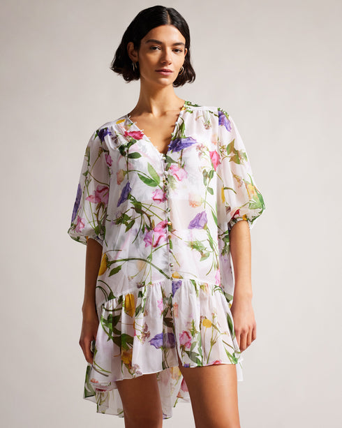 ROSMRYY-Swimwear-Plunge Cover Up With Button Details- Ted Baker Romania