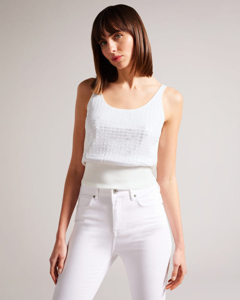 BOBBIIY-Knitwear-It's all in the details: Knitted vest Sequin embellishment Scoop neck Low back Ribbed waist Cropped fit Julia is 5'10" / 1.78m and wears White in a Ted size 1- Ted Baker Romania