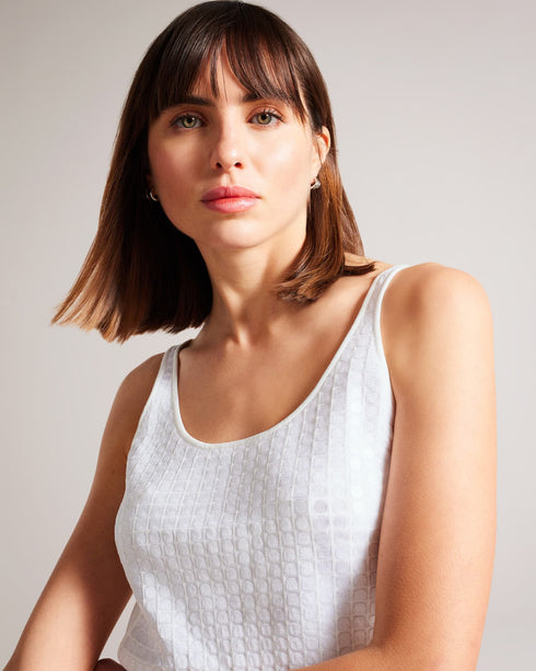 BOBBIIY-Knitwear-It's all in the details: Knitted vest Sequin embellishment Scoop neck Low back Ribbed waist Cropped fit Julia is 5'10" / 1.78m and wears White in a Ted size 1- Ted Baker Romania