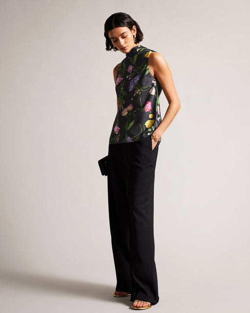 DEMITRI-Tops-The ultimate wardrobe staple, DEMITRI has it all. The scattered bouquet print and oversized self-tie fastening are the perfect combination for a stylish look that will elevate whatever jeans, skirt or trousers you pair with it. The fabric of this product is made with 100% recycled polyester. Using recycled polyester helps divert plastic waste from ending in landfills, and helps us to reduce our dependence on virgin materials. Sleeveless top Scattered bouquet print Cowl neck Oversized self-tie f