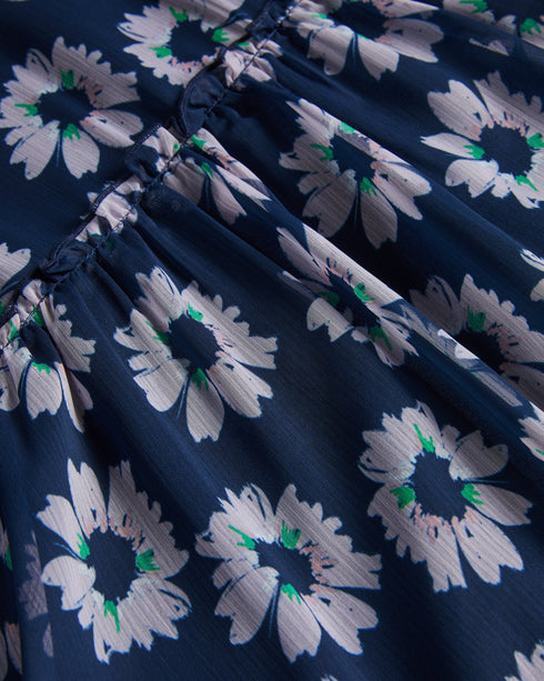 MARLLEE-Dresses-Introducing MARLLEE, your new wardrobe essential. With its sophisticated design and attention-grabbing details, this midi dress is bound to make a statement. Adorned with a stunning painted floral print and featuring short fluted sleeves, it boasts a floaty A-line silhouette that exudes elegance. Style it with heels for an elegant outing with friends or pair it with ankle boots for the daytime.The shell of this product is made of 100% recycled polyester. Using recycled polyester helps divert