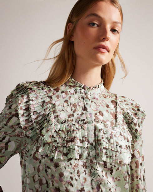 INDIRA-Tops-Blouse With Ruffle Bib Detail- Ted Baker Romania
