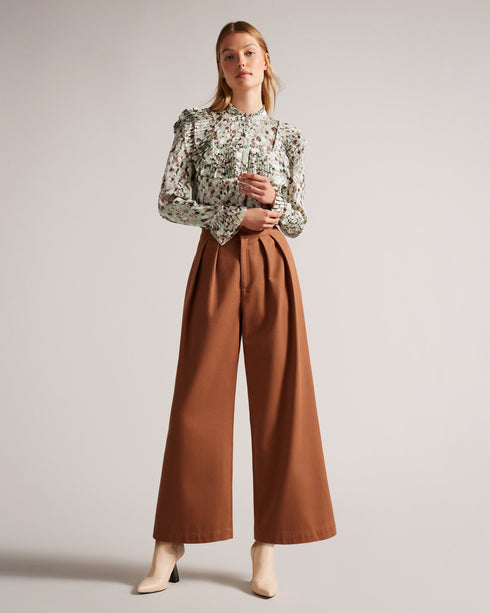 INDIRA-Tops-Blouse With Ruffle Bib Detail- Ted Baker Romania