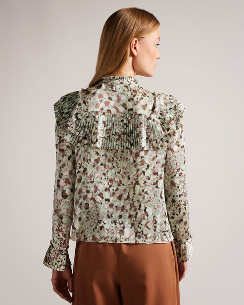 INDIRA-Tops-Blouse With Ruffle Bib Detail- Ted Baker Romania