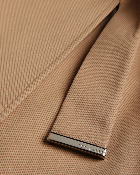 ROSIAAS-Outerwear-Stay chic in any weather with our ROSIAAS coat. Made of a cosy cotton blend, it features a wrap front and self-tie belt, accented by a metal hardware trim. Perfect for navigating the city streets or braving the rain, this trench is both practical and fashionable. By choosing Ted Baker cotton products, you're supporting our investment in the Better Cotton Initiative's mission. This product is sourced via a system of mass balance and therefore may not contain Better Cotton. Trench coat Mini