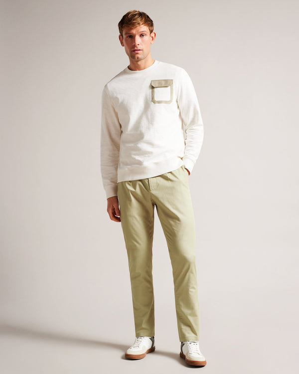BOSSAR-Trousers-It's all in the details: Trousers Tailored details Cotton blend Regular fit Half elasticated waist Belt loops Zip and button fastening Elliot is 6'2" / 1.88m and wears Natural in 32 R- Ted Baker Romania