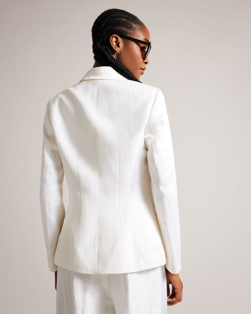 ASTAA-Jackets-Elevate your formal wardrobe with the sophisticated ASTAA tuxedo jacket, crafted from a luxurious linen blend for a lightweight and breathable feel. Its oversized lapel brings a modern twist to the look for when you're dressing to impress. Tuxedo jacket Linen blend Double breasted buttons Oversized peaked lapel Long sleeved Ayo is 5'8" / 1.73m and wears Cream in a Ted size 1- Ted Baker Romania