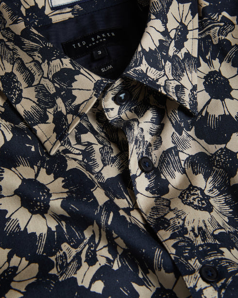 AIBSHO-Shirts-Let your style bloom in AIBSHO. Featuring a playful floral print and classic collar, this slim-fit shirt is crafted from a comfortable cotton blend that will keep you feeling fresh all day long.By choosing Ted Baker cotton products, you're supporting our investment in the Better Cotton Initiative's mission. This product is sourced via a system of mass balance and therefore may not contain Better Cotton. Button up shirt Cotton blend Short sleeved Floral print Classic collar Slim fit O'Shea is 6