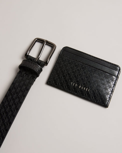 TERAMO-Gifts-Give the gift of effortless style with the TERAMO set. Including a belt and matching card holder, this subtle geometric texture adds a touch of contemporary style to any outfit. Belt and card holder set Top grain leather belt Geometric texture Matching card holder Logo hardware Comes in branded gift box- Ted Baker Romania