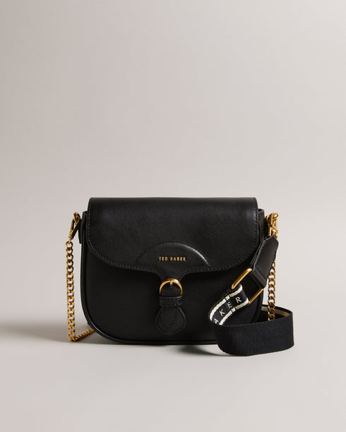 ESIA-Bags-Effortless glamour, meet ESIA. This saddle bag is crafted from luxurious leather, and you can keep even more essentials close at hand with the convenient back slip pocket. For a personalised touch, the removable branded webbing strap allows you to switch up your look effortlessly. Leather crossbody saddle bag Magnetic fastening with buckle tab Chain shoulder strap with padded leather panel Removable branded webbing strap Logo hardware Back slip pocket Dimensions: 5cm x 16.5cm x 21cm- Ted Baker Rom