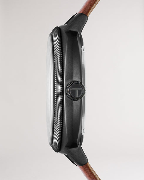 TIMEDE-Watches-TIMEDE is more than just a timepiece; it's a style investment. This watch's sleek details and subtle style make it a must-have for any man's wardrobe.Now available with sustainably sourced packaging, with paper materials sourced from FSC certified, sustainably managed forests, and cushion from 100% recycled PU. Using recycled pu helps divert plastic waste from ending in landfills. Watch Chronograph dial Smooth leather strap Water resistant up to 50m 1 year warranty Comes in Ted Baker branded